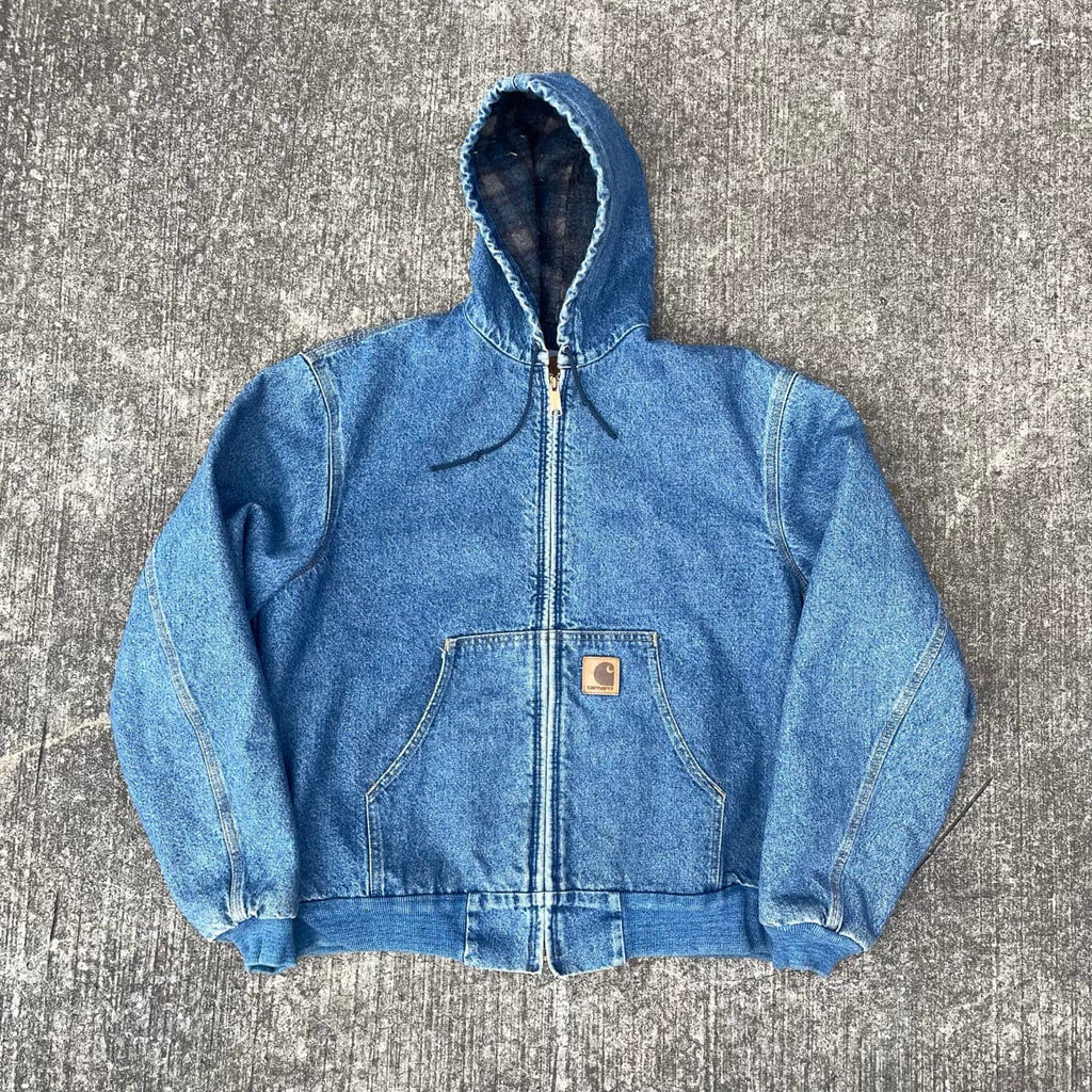 Vintage Carhartt Denim Blue Hooded Jacket