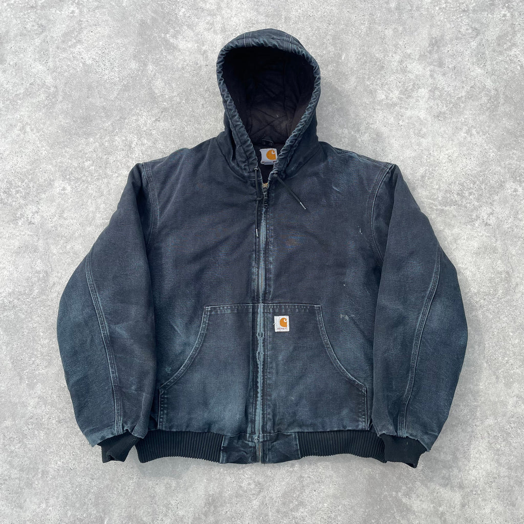 Vintage Carhartt Faded Black Hooded Jacket