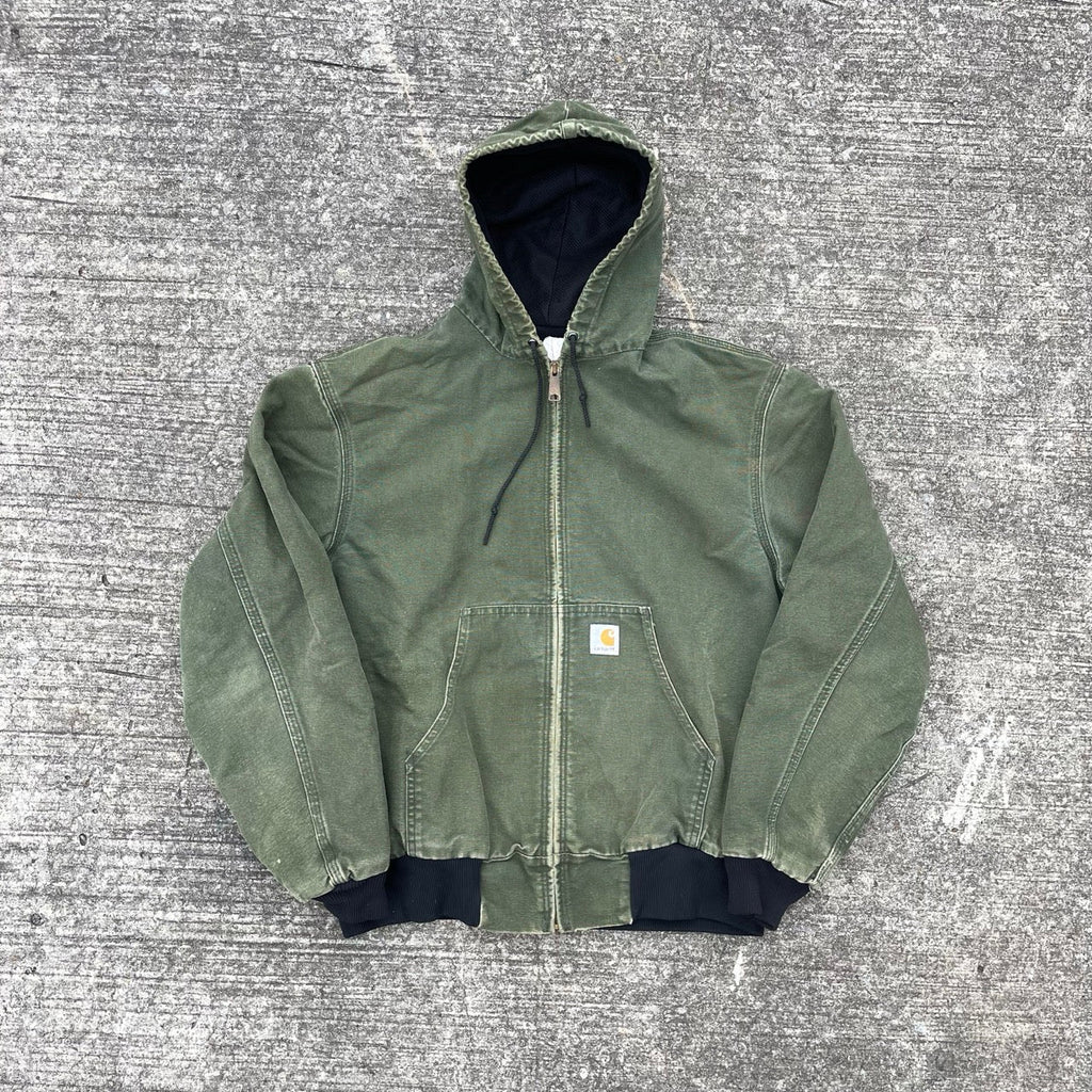 Vintage Carhartt Faded Green Hooded Jacket
