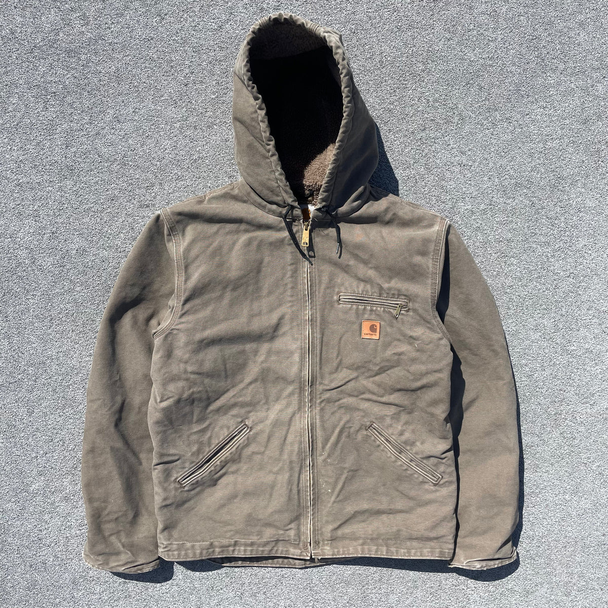 Vintage Carhartt Faded Brown Hooded Jacket