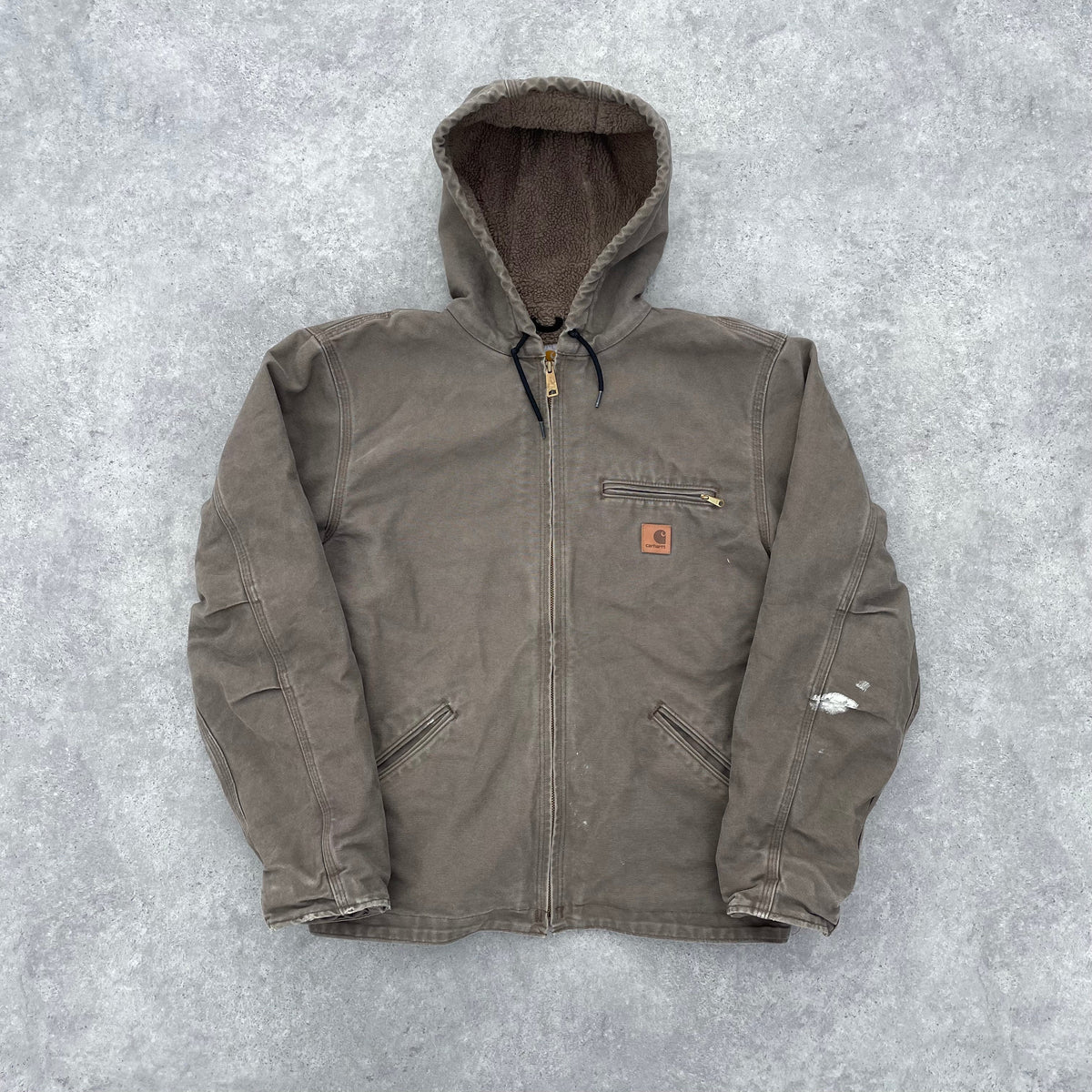 Vintage Carhartt Faded Beige Hooded Jacket