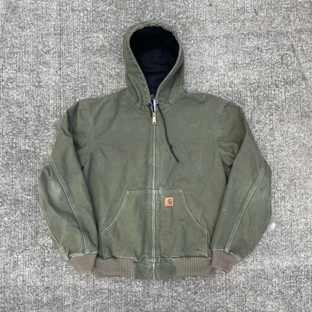 Vintage Carhartt Faded Green Hooded Jacket