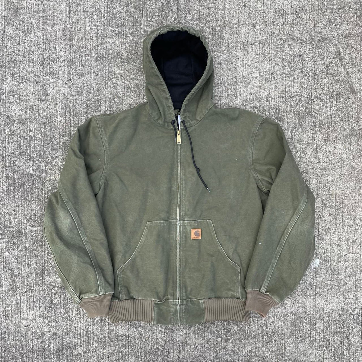 Vintage Carhartt Faded Green Hooded Jacket