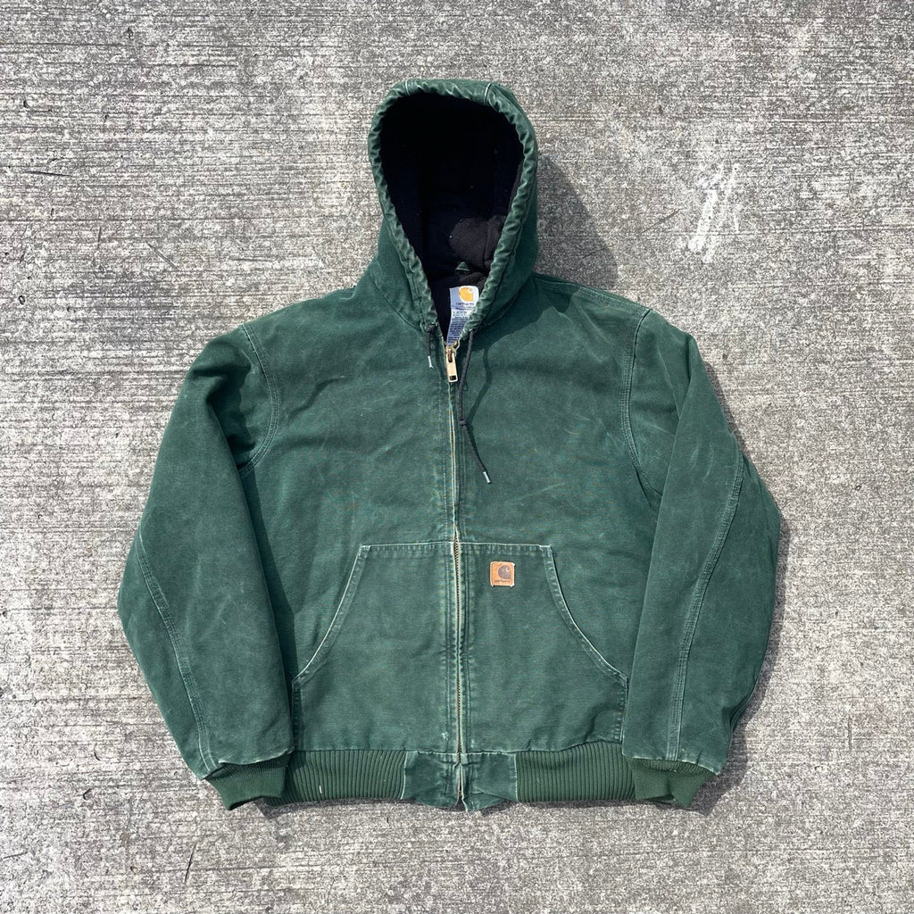 Vintage Carhartt Faded Green Hooded Jacket