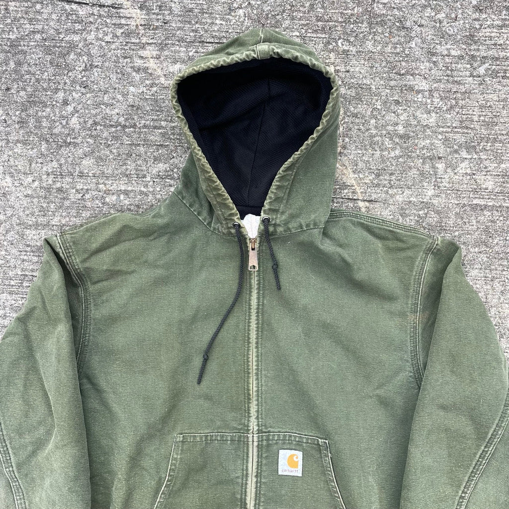 Vintage Carhartt Faded Green Hooded Jacket