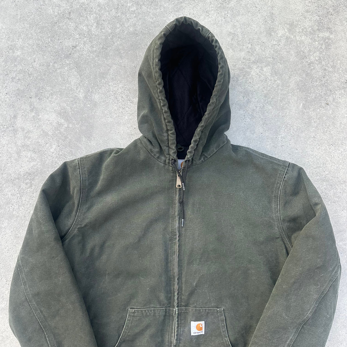Vintage Carhartt Faded Green Hooded Jacket