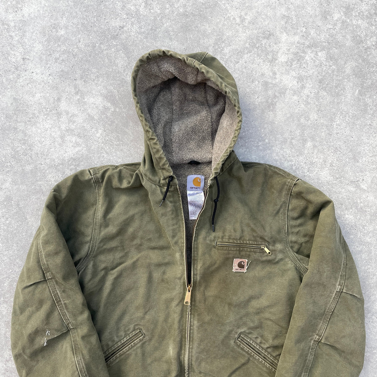 Vintage Carhartt Faded Green Hooded Jacket