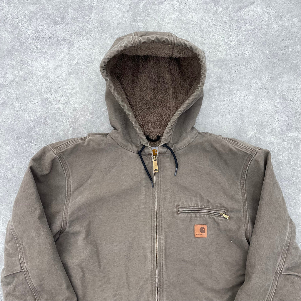 Vintage Carhartt Faded Beige Hooded Jacket
