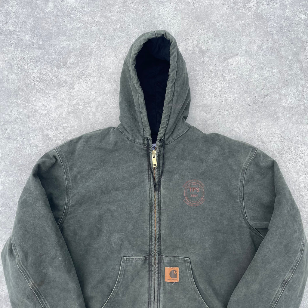 Vintage Carhartt Faded Green Hooded Jacket