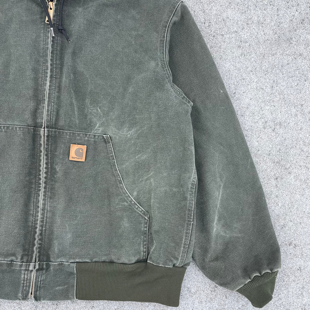 Vintage Carhartt Faded Green Hooded Jacket