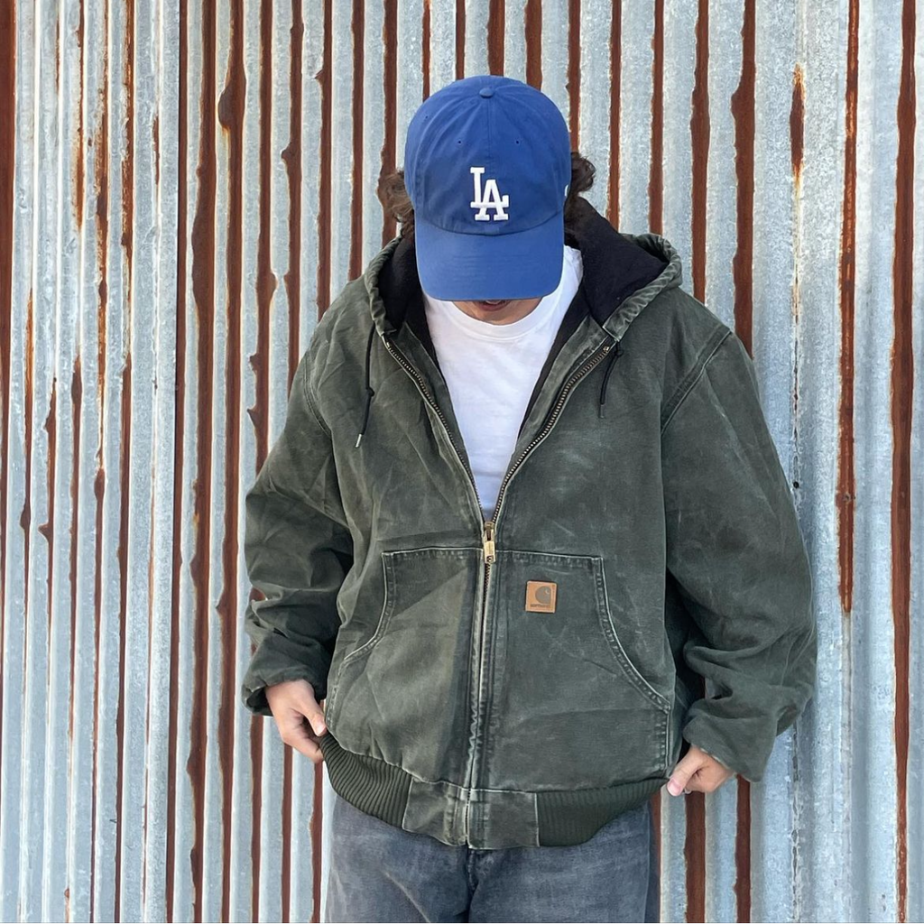 Vintage Carhartt Faded Green Hooded Jacket