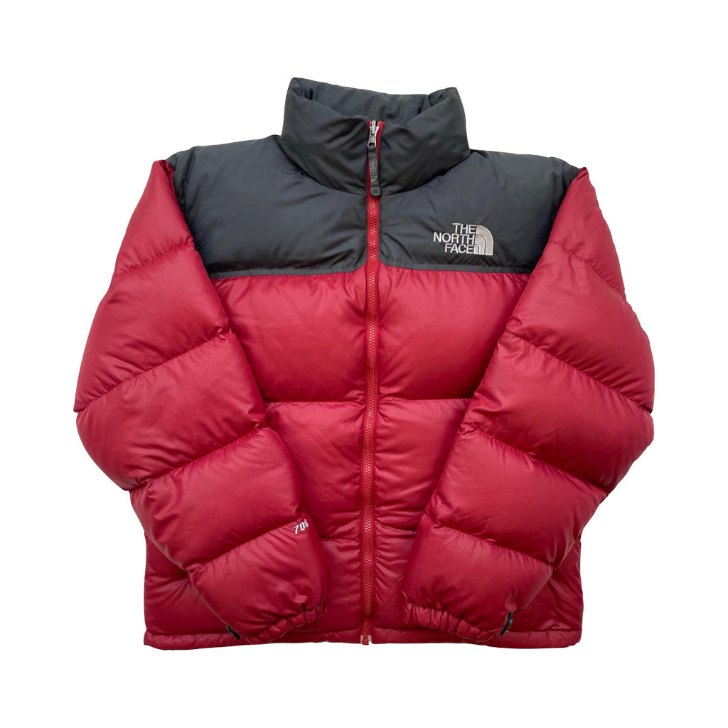 The North Face Light Maroon Red Puffer Jacket WITH STAIN
