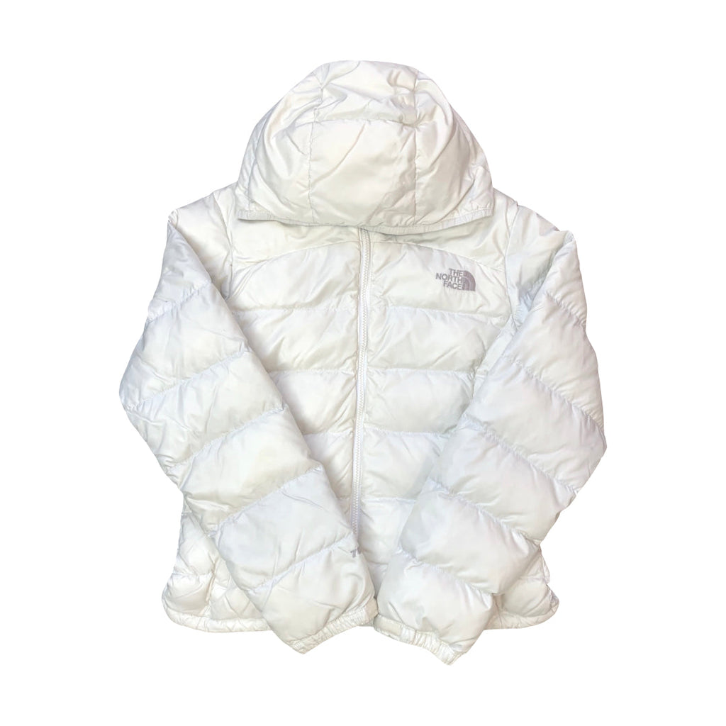The North Face Women's White Hooded Puffer Jacket