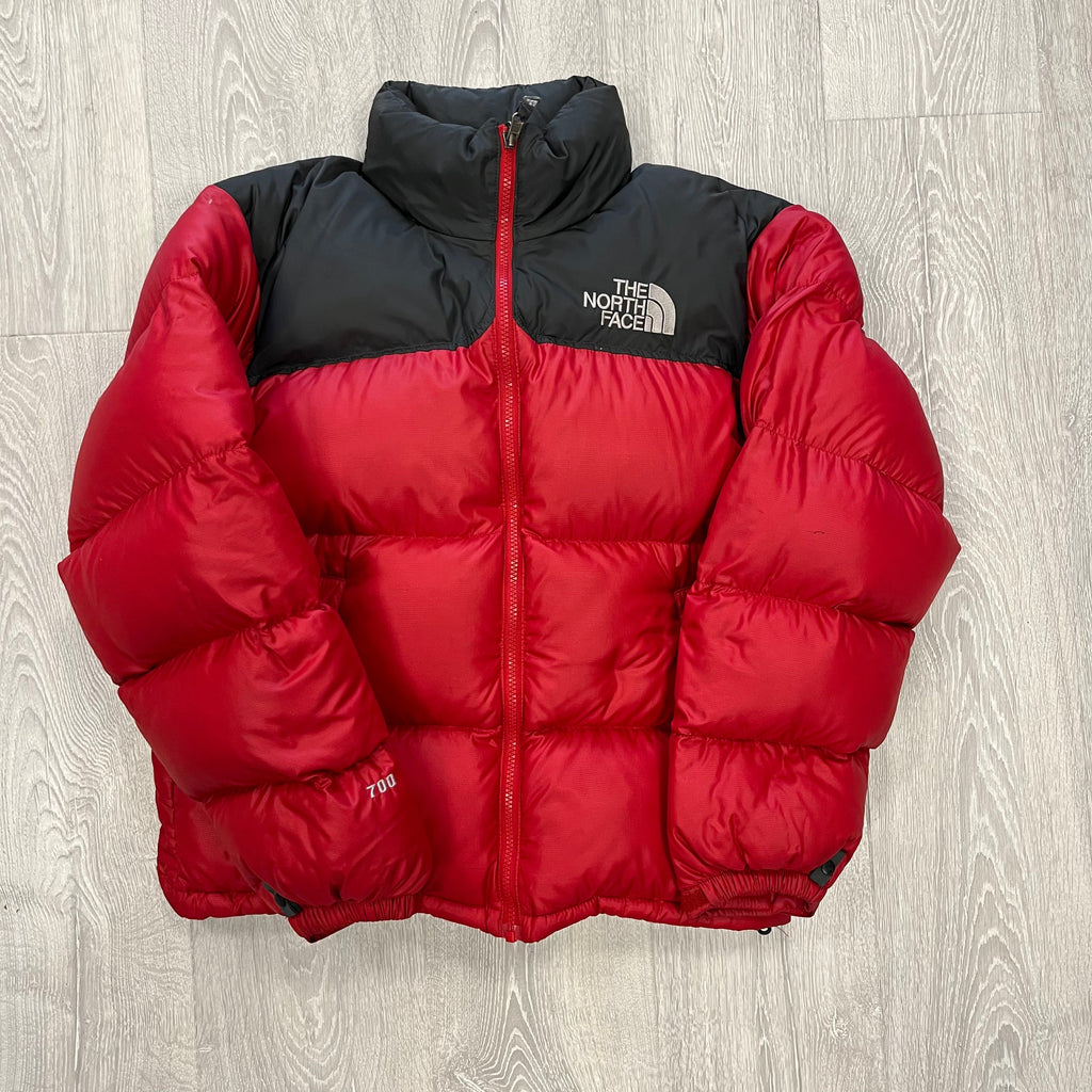 The North Face Red & Grey Puffer Jacket WITH STAIN