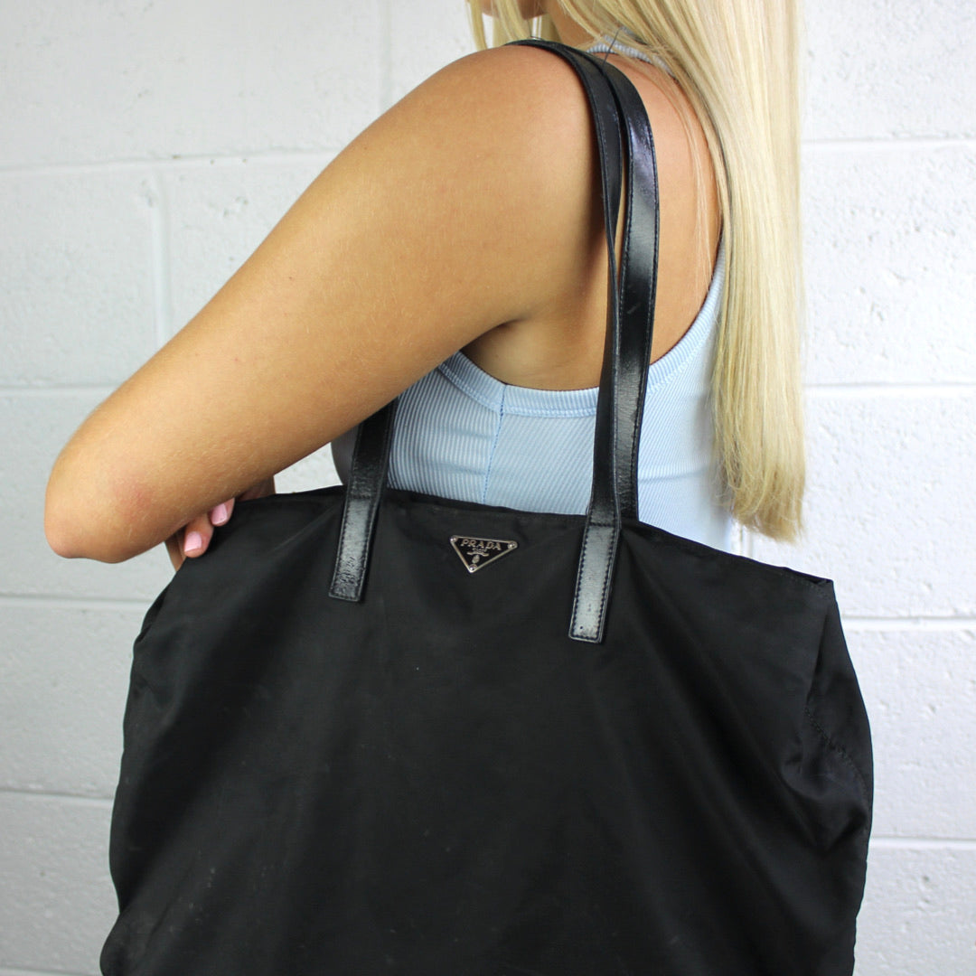 Prada Black Nylon Tote Handbag