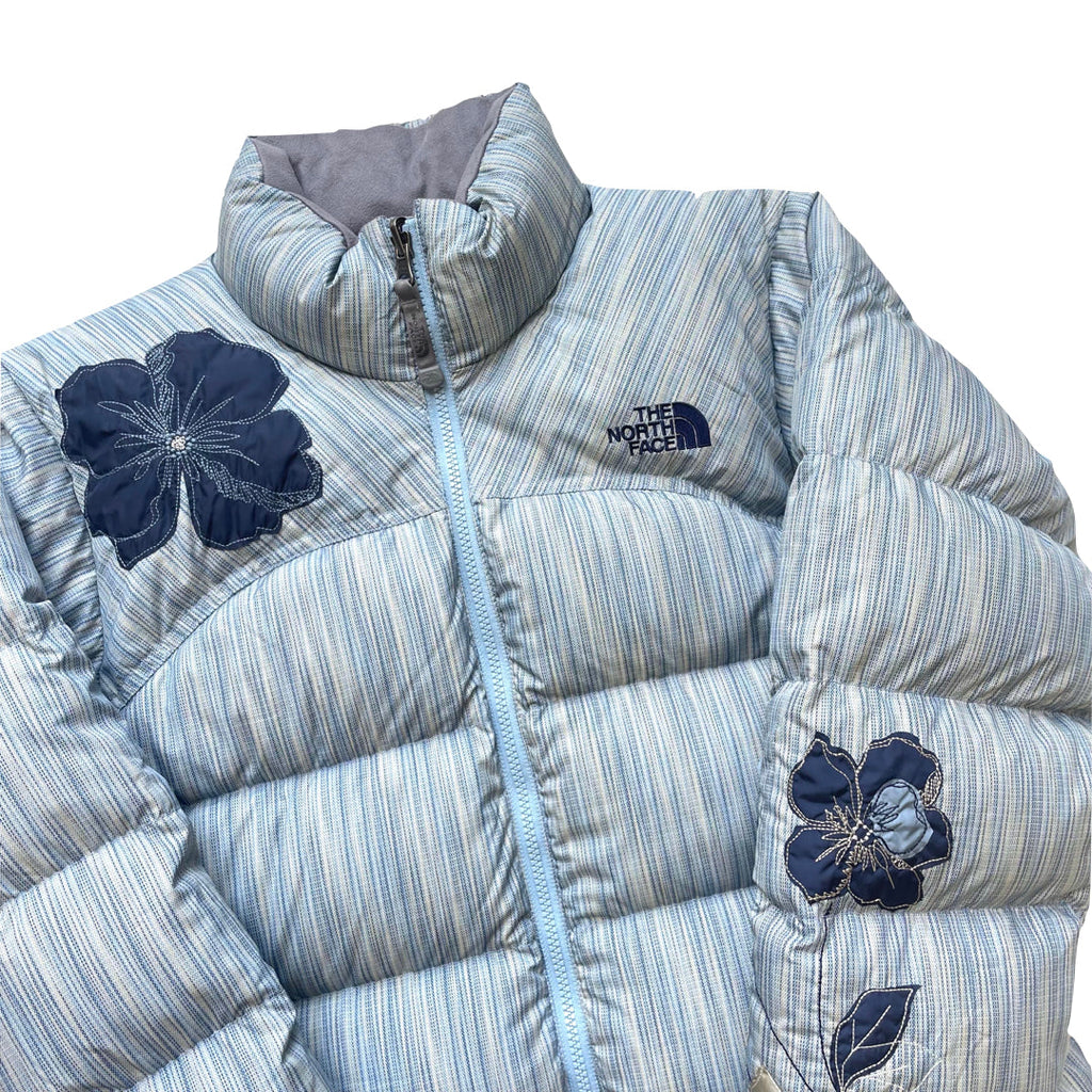 The North Face Womens Baby Blue Multi Puffer Jacket