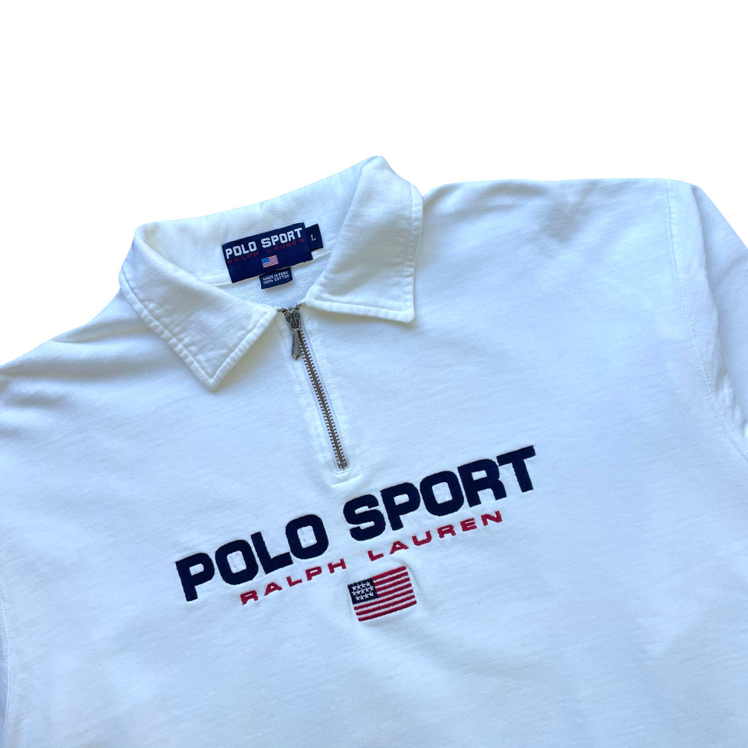 Ralph Lauren Polo Sport White 1/4 Zip Sweatshirt