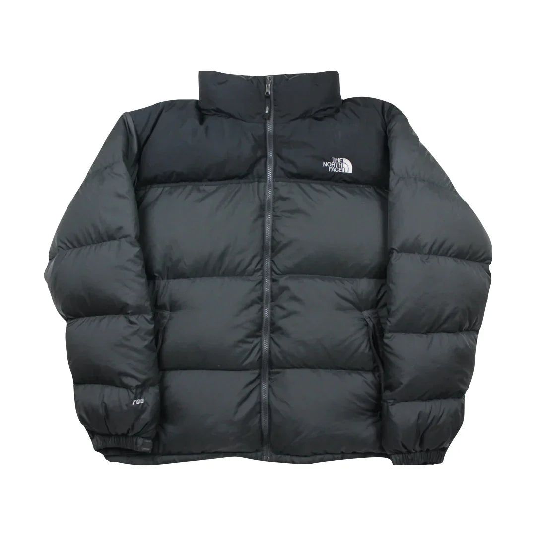 The North Face Dark Grey Puffer Jacket WITH STAIN ON THE BACK
