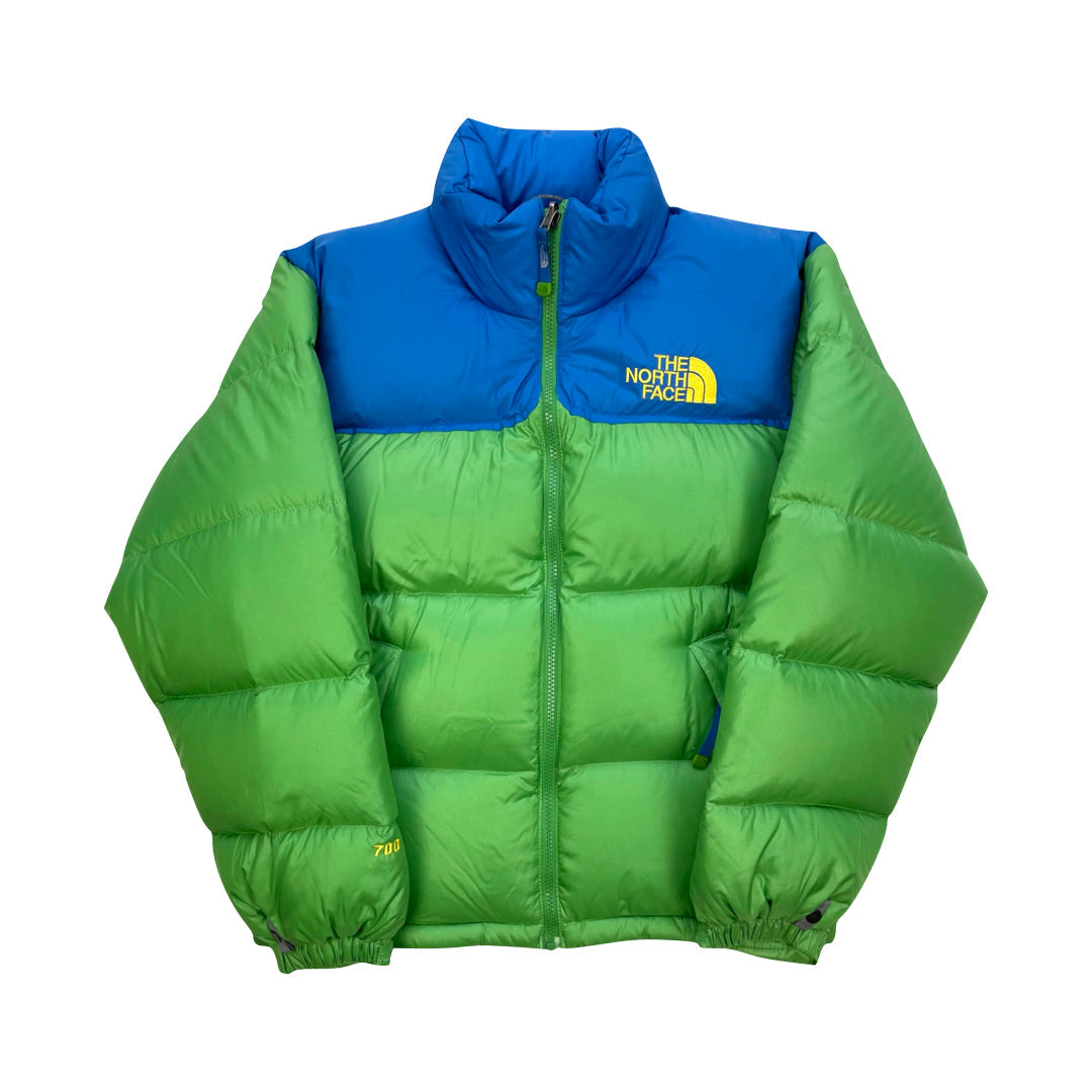 The North Face Lime Green & Blue Puffer Jacket