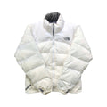 The North Face Womens White Puffer Jacket With Grey Detail
