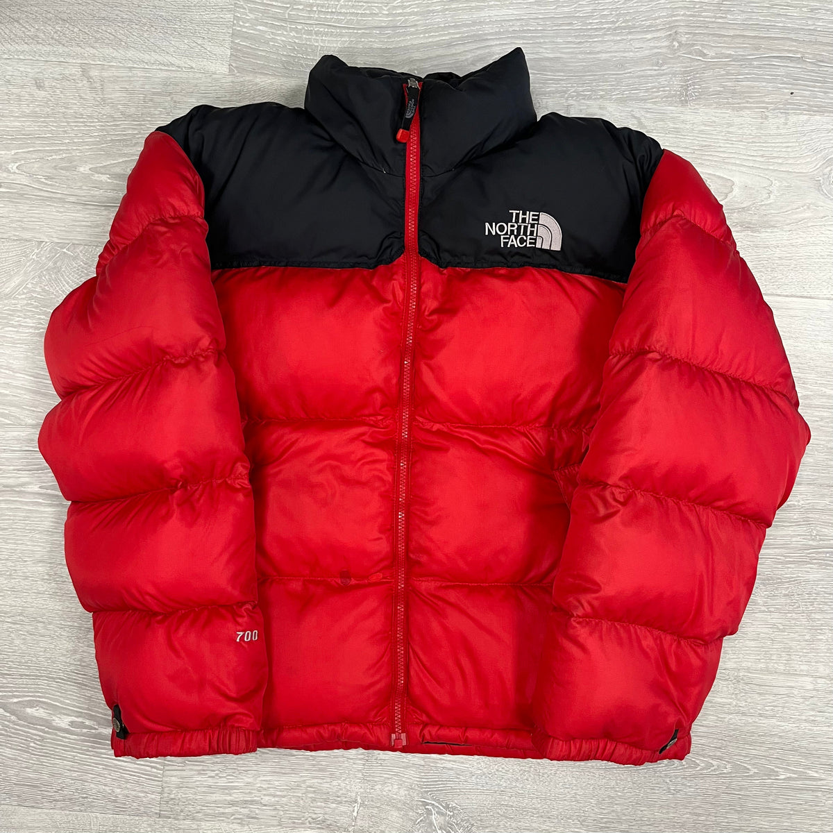 The North Face Red Puffer Jacket WITH REPAIRS