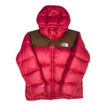 The North Face Red & Brown Puffer Jacket NO HOOD, STAINED