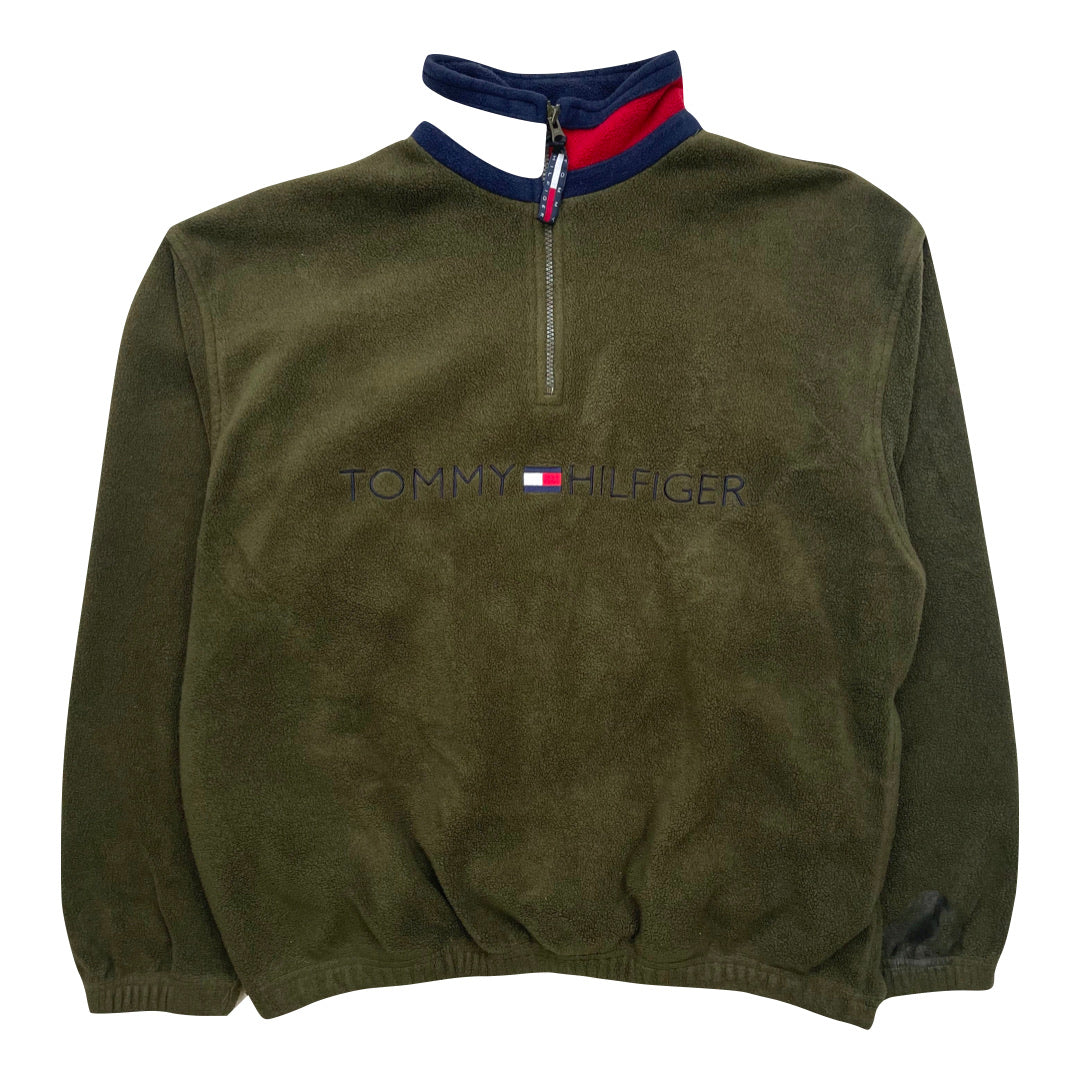 Tommy Hilfiger Green 1/4 Zip Fleece WITH BURN