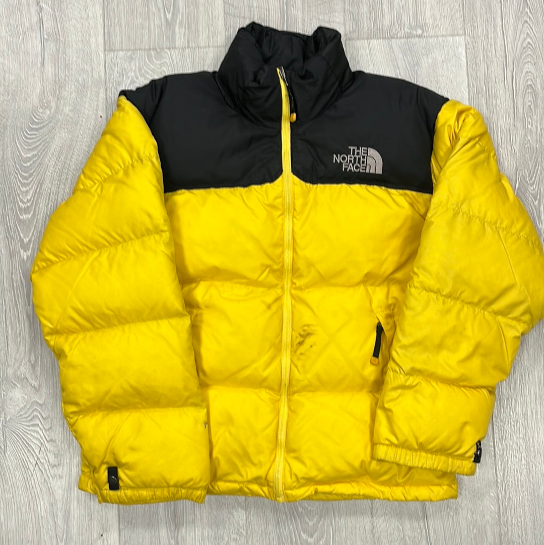 The North Face Yellow Puffer Jacket WITH STAIN