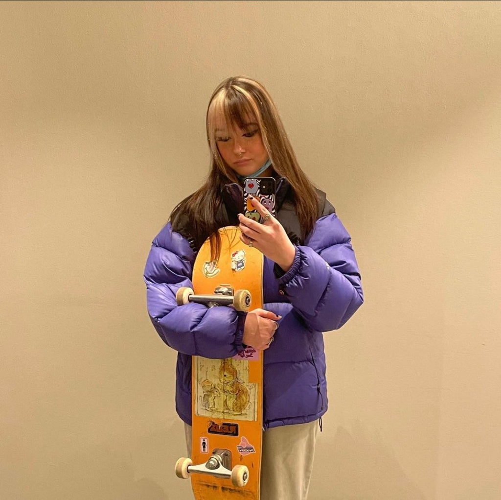 The North Face Light Purple Puffer Jacket WITH STAIN AND REPAIR