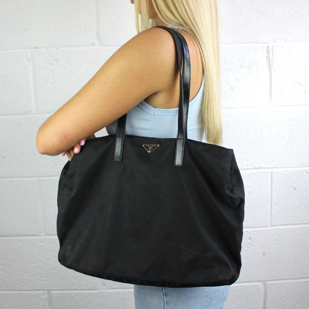 Prada Black Nylon Tote Handbag