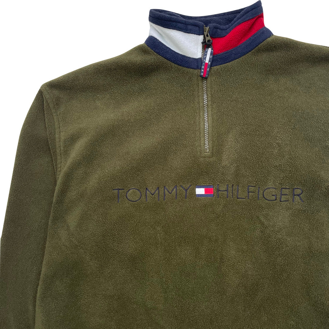 Tommy Hilfiger Green 1/4 Zip Fleece WITH BURN
