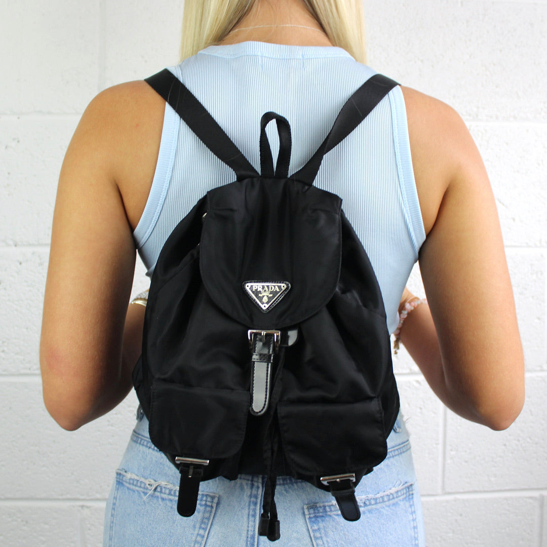 Prada Black Nylon Bagpack