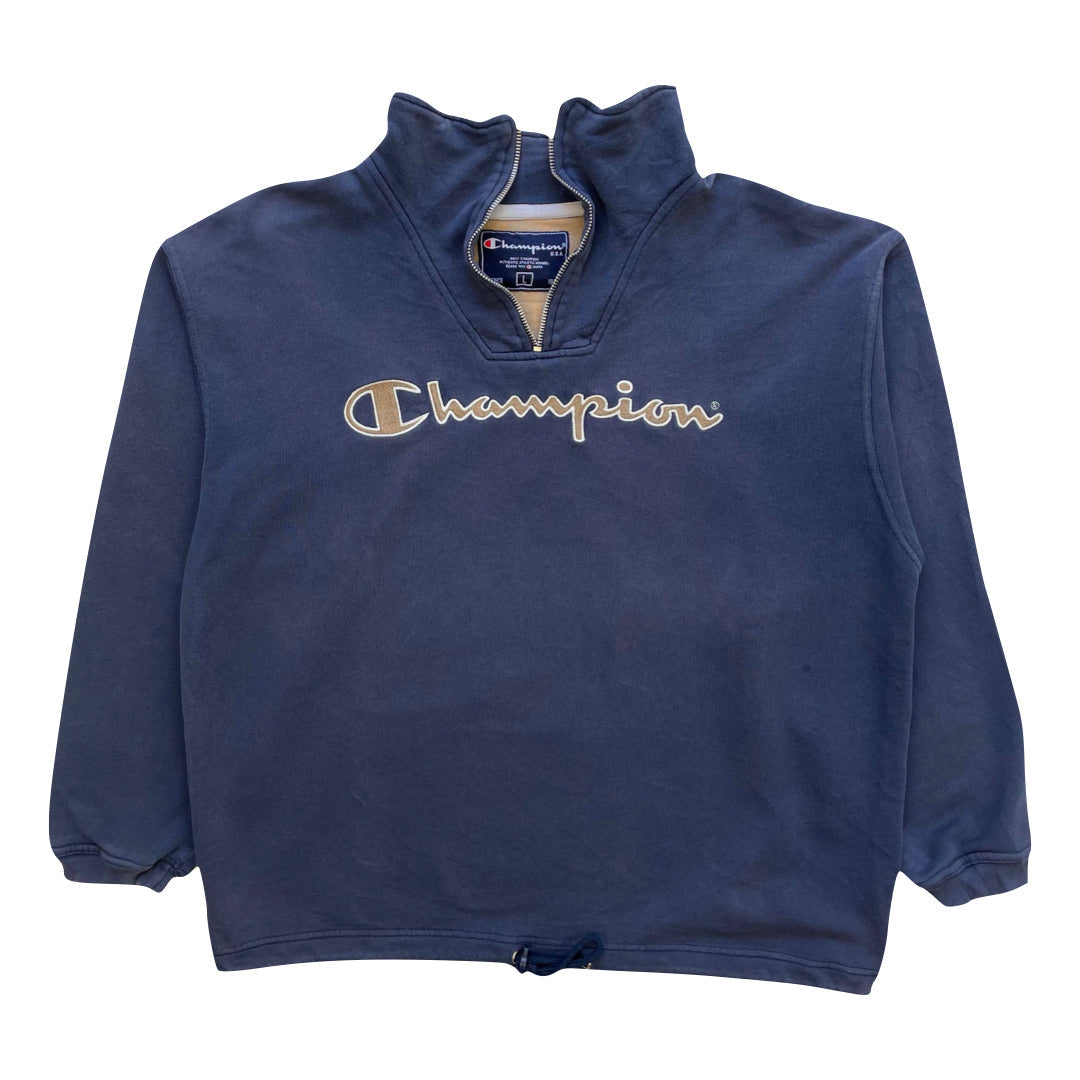 Champion Navy Blue 1/4 Zip Sweatshirt NO ZIP