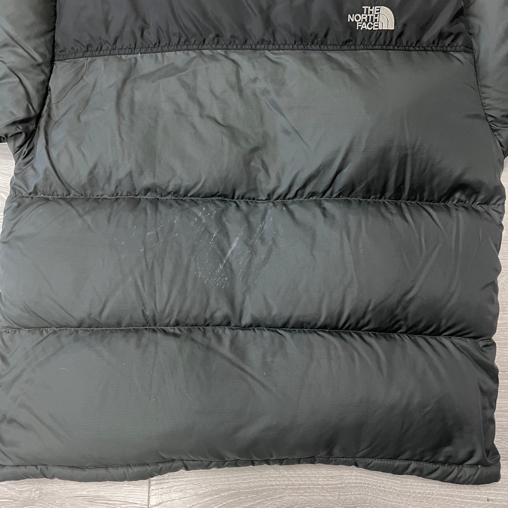 The North Face Dark Grey Puffer Jacket WITH STAIN ON THE BACK