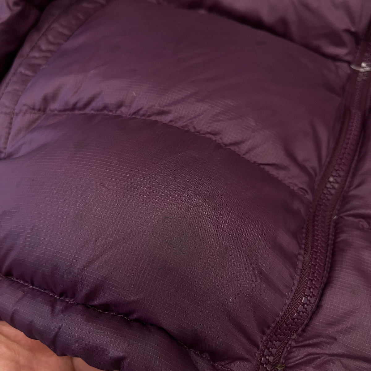 The North Face Womens Purple Puffer Jacket WITH STAIN