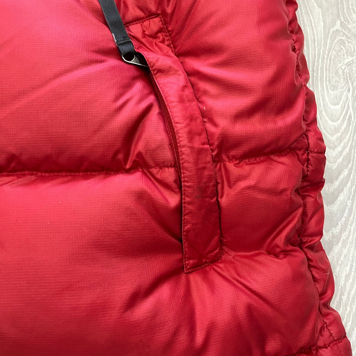 The North Face Red & Grey Puffer Jacket WITH STAIN