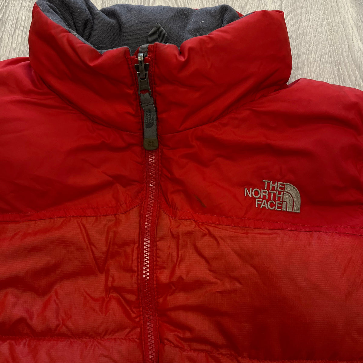 The North Face Womens Red Puffer Jacket WITH STAIN