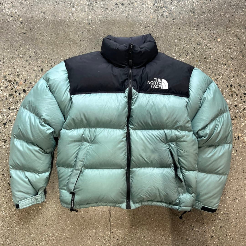 The North Face Womens Eggshell Green / Blue Puffer Jacket